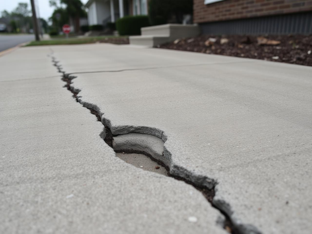 Residential sidewalk leveling before repair